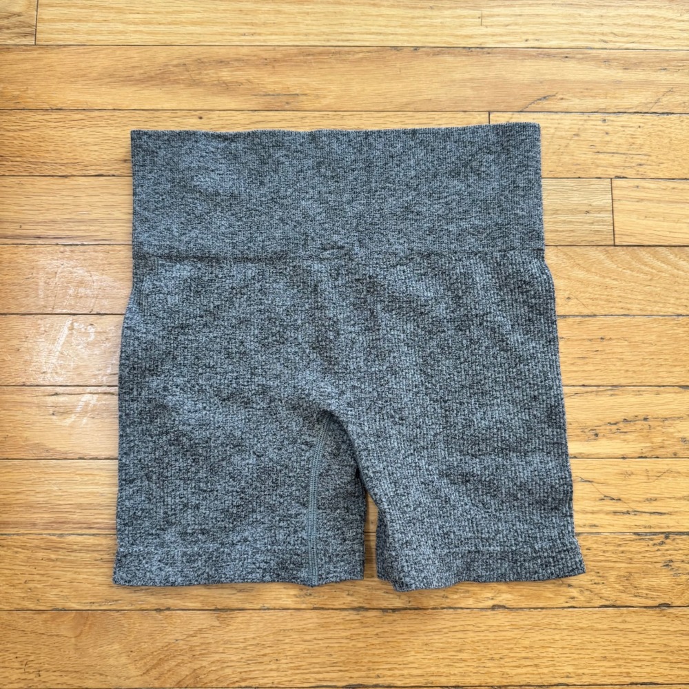 Colsie Womens Seamless Rib Bike‎ Shorts Gray High Waisted Size S New